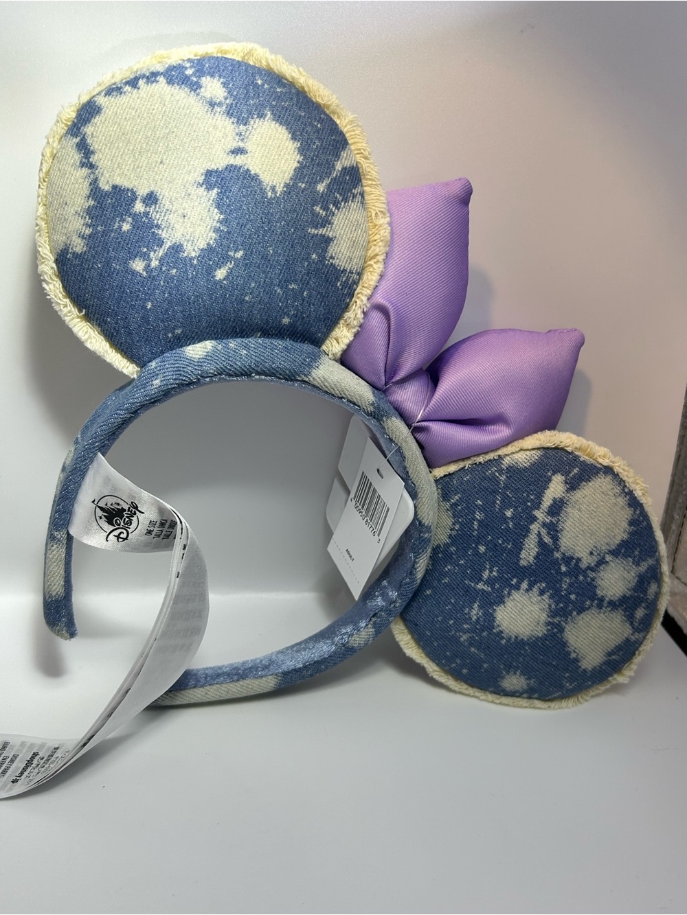 Disney Denim-Print Ear Headband with Lavender Bow - NWT - Picture 3 of 6